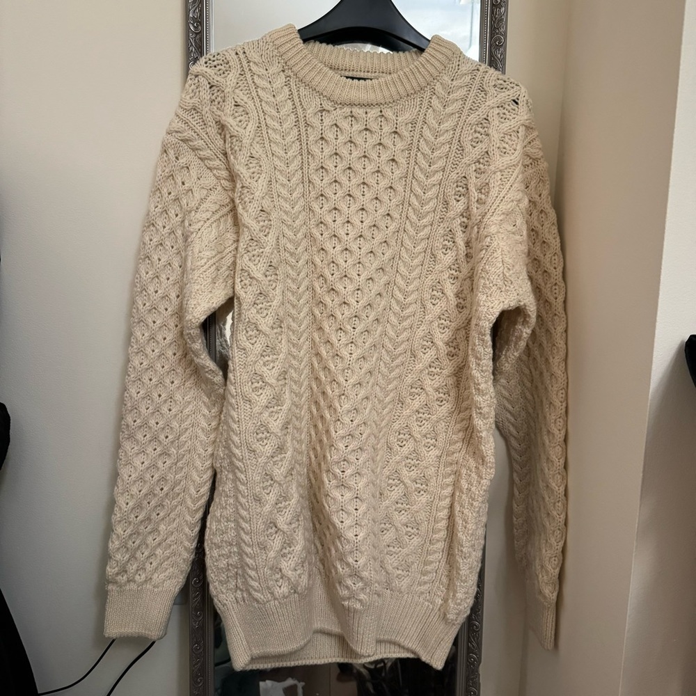 Cable Knit Crew Neck Sweater - Cream